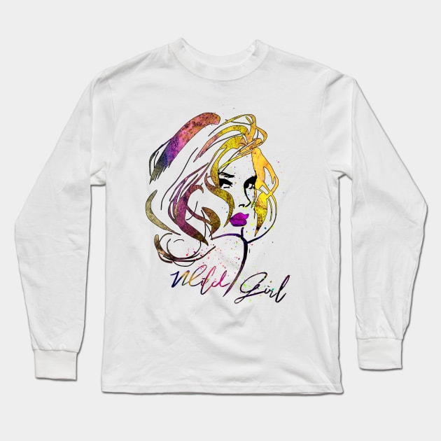 Wild Girl 02 Long Sleeve T-Shirt by Miki De Goodaboom